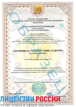 Образец сертификата соответствия аудитора №ST.RU.EXP.00014299-1 Яковлевка Сертификат ISO 14001